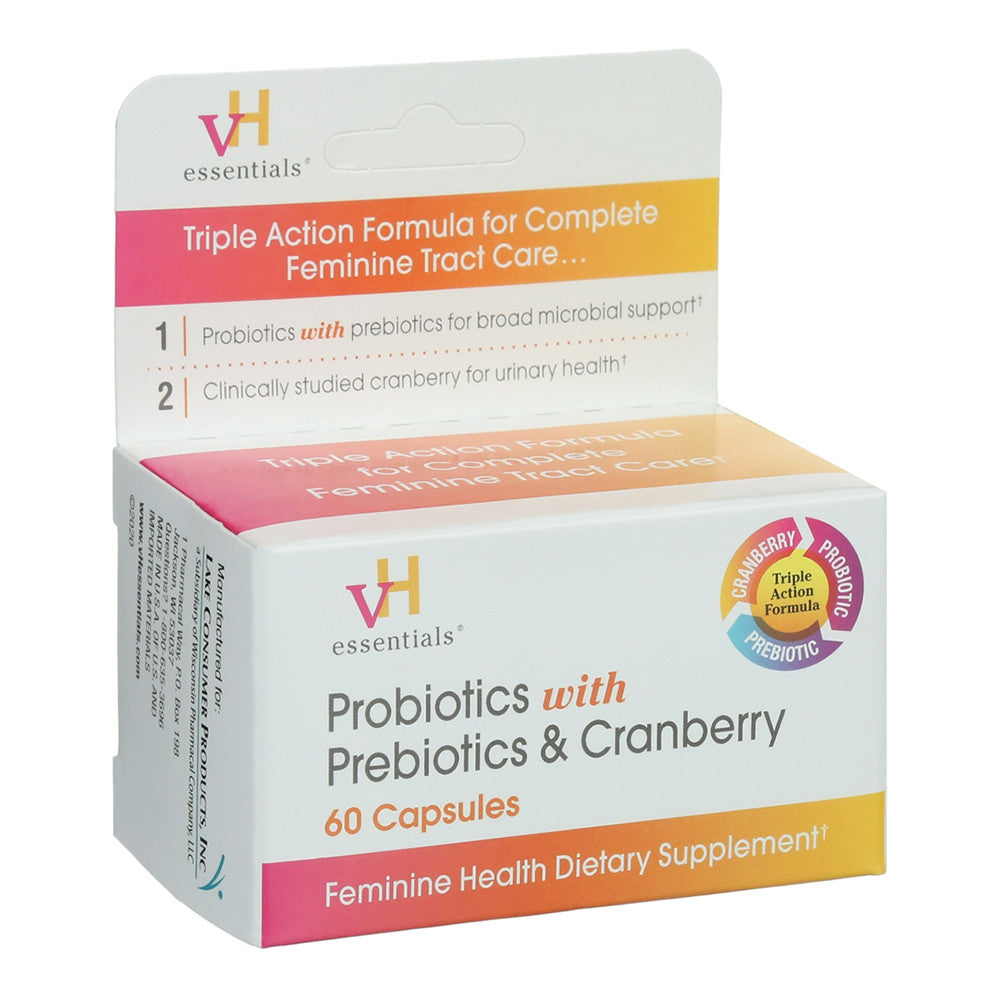 VH Essentials Probiotics With Prebiotics And Cranberry Feminine Health Capsules 60 Ea